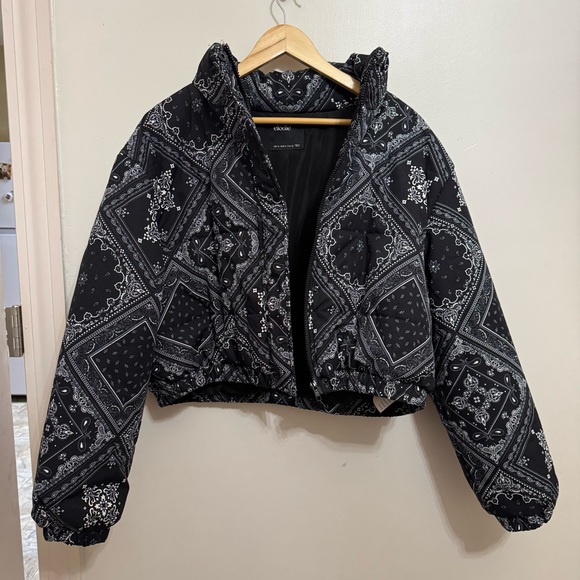 Elodie Crop Puffer Jacket Paisley Print Size XL - Picture 5 of 7